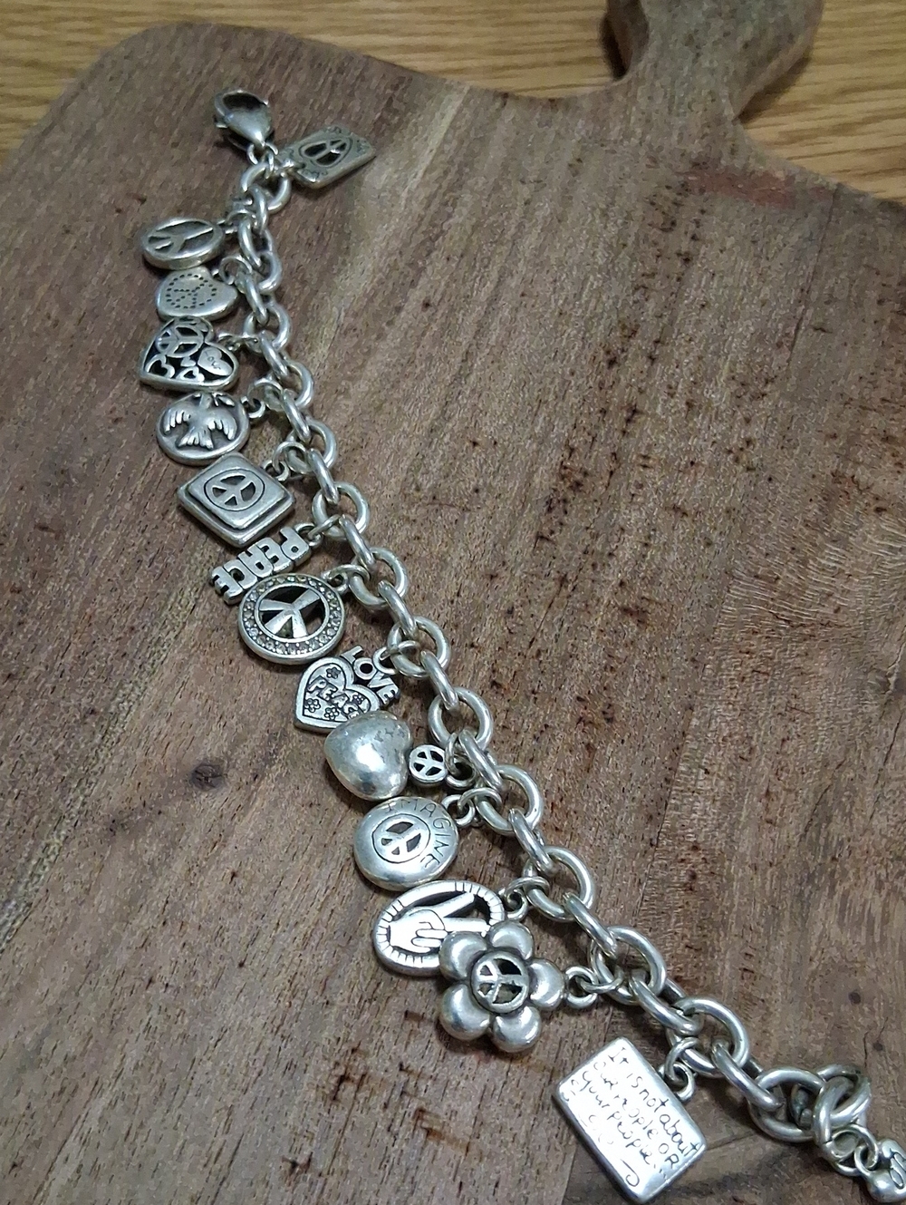 Brighton Silver-Tone Peace & Love Charm Bracelet